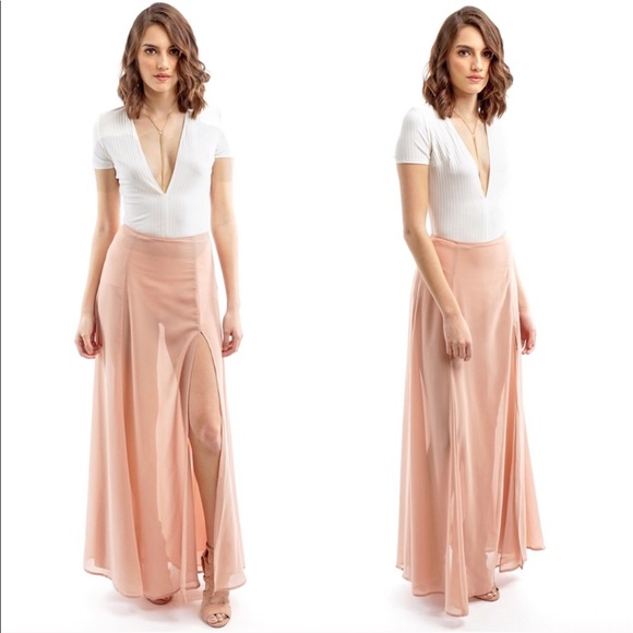 Peach Sheer Maxi Skirt - Picture 5 of 6